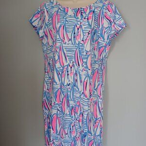Lilly Pulitzer Red Right Return Dress XL Blue & Pink